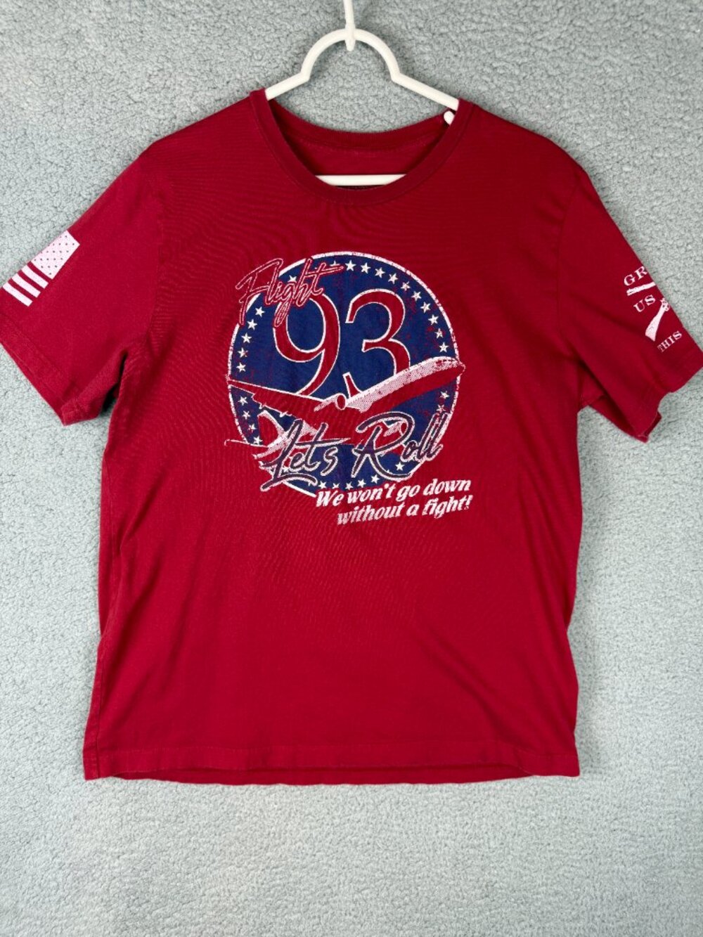 Grunt Style Flight 93 Lets Roll Shirt Mens XL Red Patriotic USA Graphic Tee